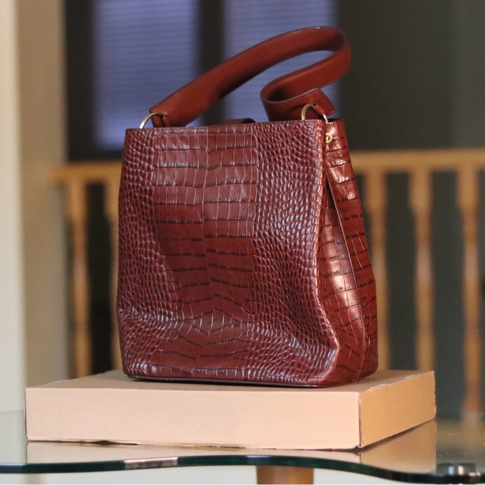 Laura Croc Embossed Leather Tote